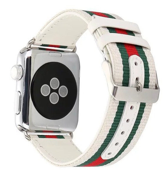 Luxury Genuine Leather Nylon Apple Watch Band Compatible with Iwatch series Series 8 7 6 5 4 3 2 1 SE Ultra 38mm 40mm 41mm 42mm 44mm 45mm 49mm